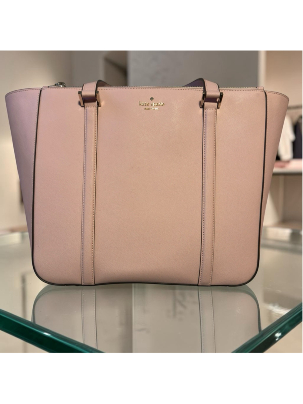 $480 KATE SPADE Newbury Lane Briar Large Tote Pink Leather Zip Handbag EUC - Picture 2 of 14